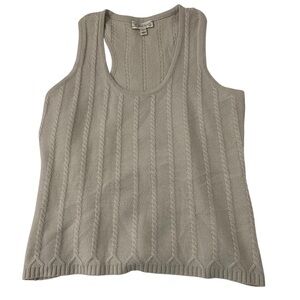 St. John Sport 100% Cashmere Cable Knit Tank Top Beige Large Sleeveless Luxury